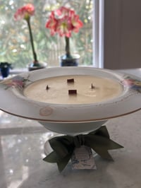 Image 5 of Sanctuary Footed Hand Painted Wooden Wick Soy Candle 