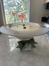 Image 6 of Sanctuary Footed Hand Painted Wooden Wick Soy Candle 