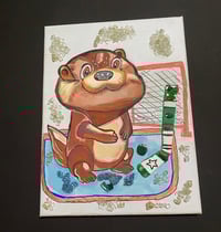 Image 1 of Otter Goaltender Hockey Mixed MEDIA painting 