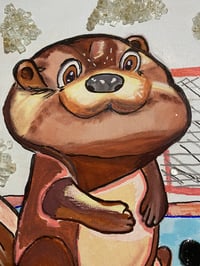 Image 2 of Otter Goaltender Hockey Mixed MEDIA painting 