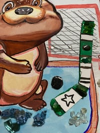 Image 4 of Otter Goaltender Hockey Mixed MEDIA painting 