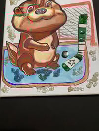 Image 5 of Otter Goaltender Hockey Mixed MEDIA painting 