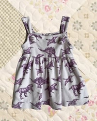 Image 1 of Kate Quinn Purple Dinosaur Dress- 3-6m