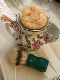 Image 1 of Ladies Old Foley Staffordshire England Chinoiserie Palo Santo Tallow Shave Soap Set 