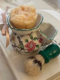 Image 6 of Ladies Old Foley Staffordshire England Chinoiserie Palo Santo Tallow Shave Soap Set 
