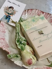 Image 1 of Italian Painted Porcelain Soap Dish with Lemon Magnolia 549 Baccarat Artisan Soap Set 