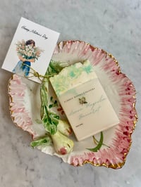 Image 2 of Italian Painted Porcelain Soap Dish with Lemon Magnolia 549 Baccarat Artisan Soap Set 