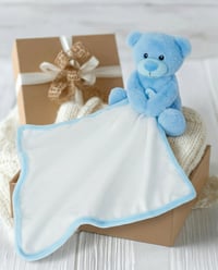 Image 2 of Personalised Baby Comforter Bear, Custom Birth Announcement Gift, Embroidered Teddy Comfort Blanket,