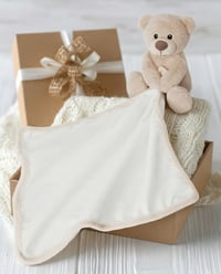 Image 5 of Personalised Baby Comforter Bear, Custom Birth Announcement Gift, Embroidered Teddy Comfort Blanket,