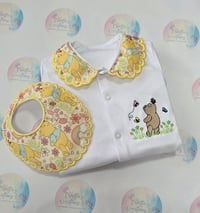 Image 1 of Personalised Baby Grow & Bib Set, Bear Baby Outfit, Handmade