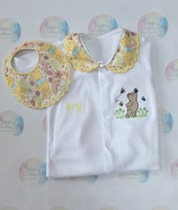 Image 2 of Personalised Baby Grow & Bib Set, Bear Baby Outfit, Handmade