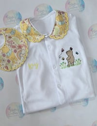 Image 3 of Personalised Baby Grow & Bib Set, Bear Baby Outfit, Handmade