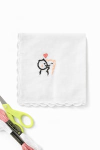 Image 2 of Handcrafted Hug Design Handkerchief – Soft Cotton (11" × 11")