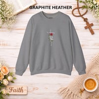 Image 3 of 'Faith' Vertical Script with Rose Floral Graphic—Women's Crewneck Sweatshirt 