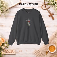 Image 5 of 'Faith' Vertical Script with Rose Floral Graphic—Women's Crewneck Sweatshirt 