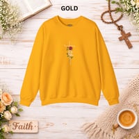 Image 10 of 'Faith' Vertical Script with Rose Floral Graphic—Women's Crewneck Sweatshirt 