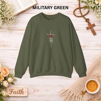 Image 11 of 'Faith' Vertical Script with Rose Floral Graphic—Women's Crewneck Sweatshirt 