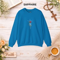 Image 12 of 'Faith' Vertical Script with Rose Floral Graphic—Women's Crewneck Sweatshirt 