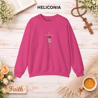Image 16 of 'Faith' Vertical Script with Rose Floral Graphic—Women's Crewneck Sweatshirt 