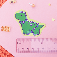 Image 2 of Holographic Green Party Dinosaur Waterproof Sticker