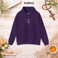 Image 3 of 'Faith' Vertical Script with Rose Floral Graphic—Women's Hoodie