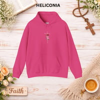 Image 4 of 'Faith' Vertical Script with Rose Floral Graphic—Women's Hoodie