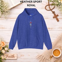 Image 6 of 'Faith' Vertical Script with Rose Floral Graphic—Women's Hoodie