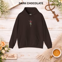 Image 10 of 'Faith' Vertical Script with Rose Floral Graphic—Women's Hoodie