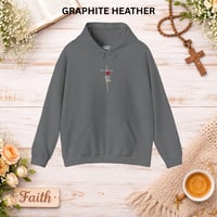 Image 14 of 'Faith' Vertical Script with Rose Floral Graphic—Women's Hoodie