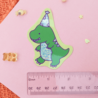 Image 2 of Holographic Party Trex Waterproof Sticker