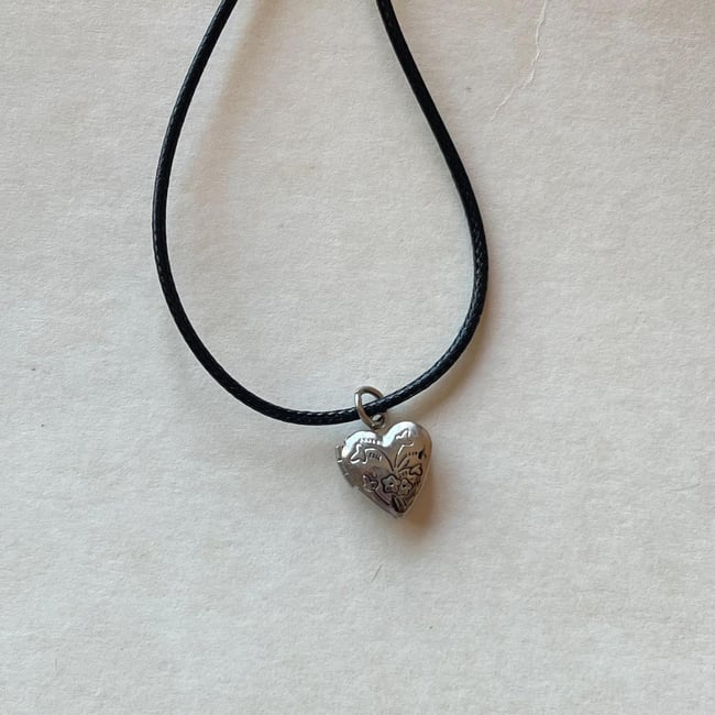 small locket black cord necklace