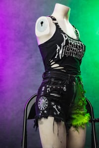 Image 2 of Size 0 White Zombie split dye denim shorts