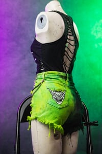 Image 4 of Size 0 White Zombie split dye denim shorts