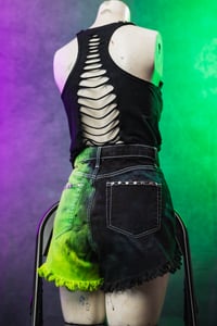 Image 6 of Size 8 Split Dye Studded Denim Shorts
