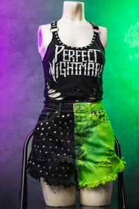 Image 1 of Size 8 Split Dye Studded Denim Shorts