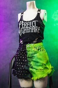 Image 5 of Size 8 Split Dye Studded Denim Shorts