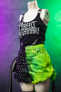 Image 7 of Size 8 Split Dye Studded Denim Shorts