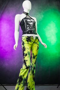 Image 1 of Size 0 Radioactive Green Low Rise Tie Dye Jeans