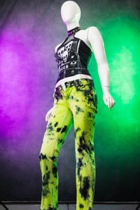 Image 2 of Size 0 Radioactive Green Low Rise Tie Dye Jeans