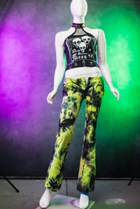 Image 4 of Size 0 Radioactive Green/Black Low Rise Tie Dye Jeans 