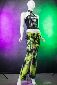 Image 1 of Size 0 Radioactive Green/Black Low Rise Tie Dye Jeans 