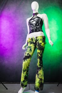 Image 2 of Size 0 Radioactive Green/Black Low Rise Tie Dye Jeans 