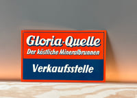 Image 1 of Vintage (1950s) West Germany (Metal/Tin) "Gloria-Quelle" Mineral Water Advertising Sign