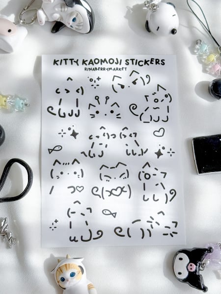Image of kitty kaomoji transparent stickers