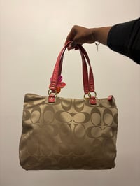 Image 2 of 2012 Coach Daisy Signature Coral Tote