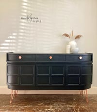 Image 1 of Mid Century Luxury Sideboard Nathan | Curved Teak Sideboard Black | Copper Hairpin Legs