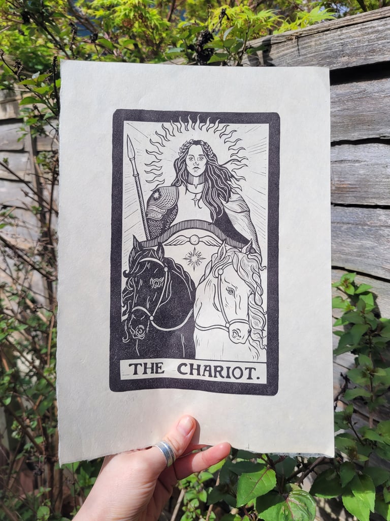 Chariot Lino Print