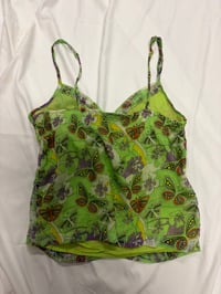 Image 2 of 2000s green butterfly sparkly summer cami