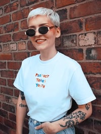 Image 4 of PROTECT TRANS YOUTH  - Multicoloured Embroidery Tee