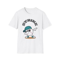 Image 1 of Baseball 'Strike' Graphic T-Shirt — Dabbing Baseball Character Tee